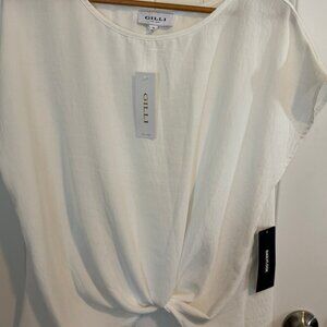 Gilli White cap sleeve with knot in front shirt